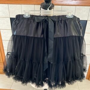 Adore Me Black Satin Trim, Ruffled Dance Petticoat Underskirt, Women’s Sz XL